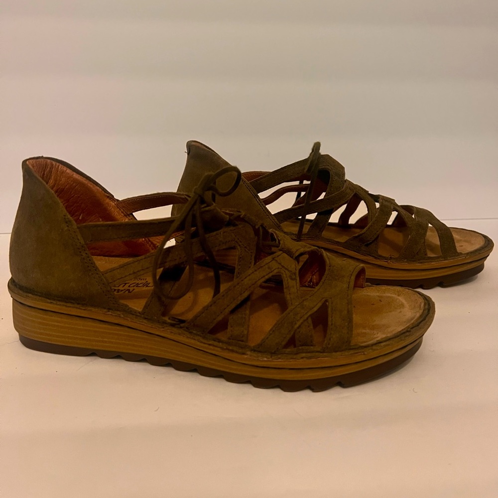 Naot genuine leather lace-up wedge sandals